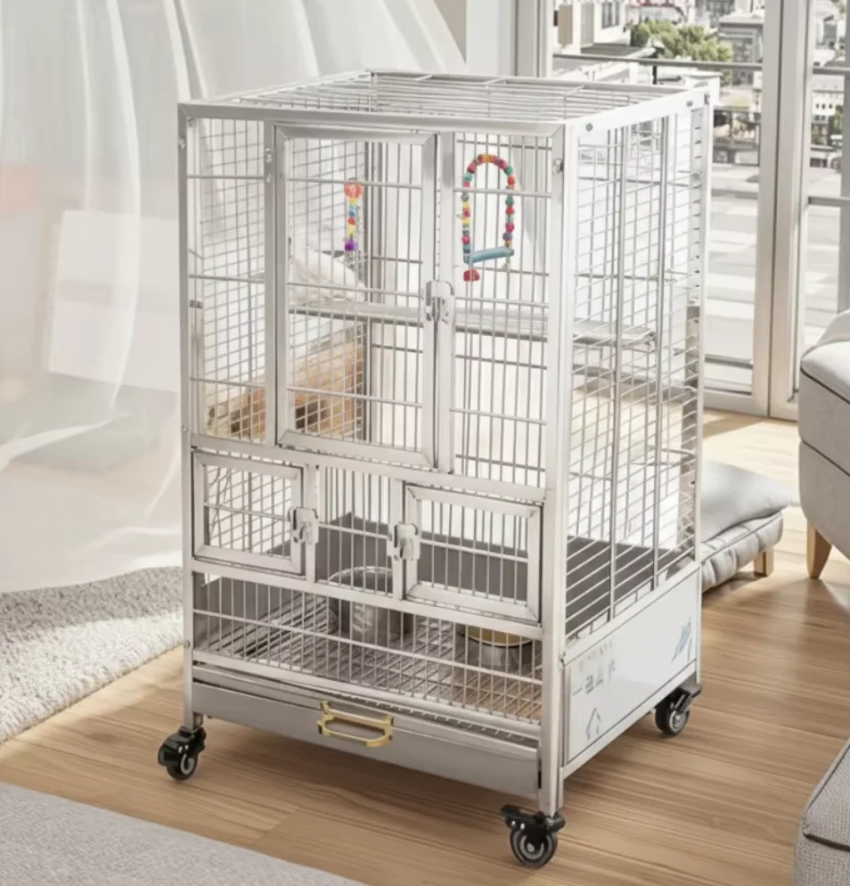 Outdoor Large Spacious Durable Stainless Steel Birdcage Design with Breathable Feature Luxury Classic Style
