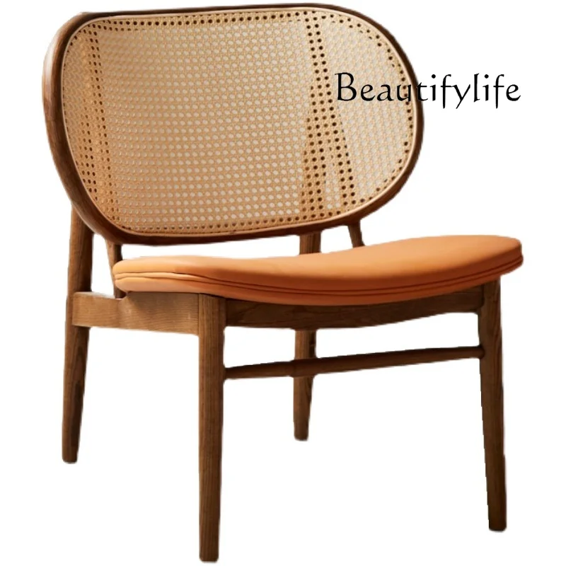 

Japanese Wooden Lounge Chair Home Retro Simple Rattan Chair Rattan Vintage Style