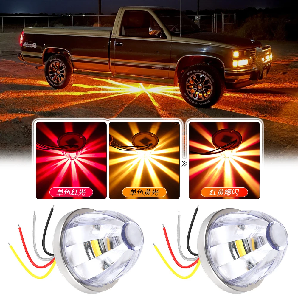 2x LED Flash Strobe Watermelon Light for Trailer Truck Lorry Auto Vechicle Side Marker Assembly Parts White Red Blue Amber