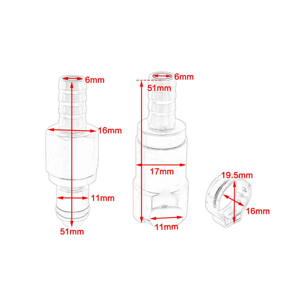 6MM Motorcycle Fuel Pump Quick Release Metal Connector For 690 790 950 990 1050 1090 1190 1290 Fuel pipe connector set