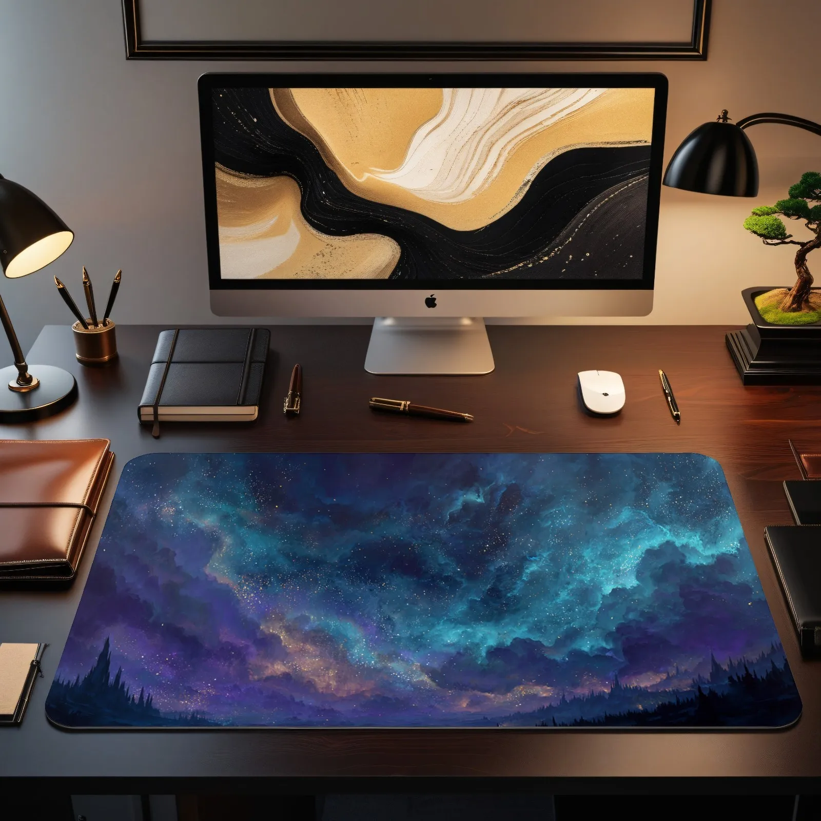 Mouse Pads Glowing Blue Purple Starry Nebula Fantasy Sky Playmat Desk Interior Setup Gaming Mats Pc Accessories Mousepad Gamer