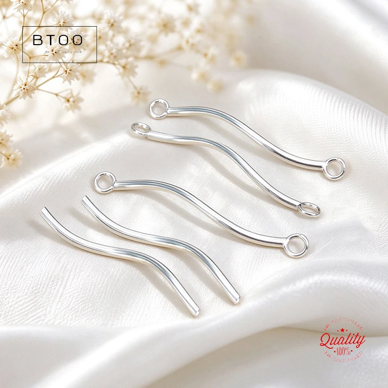 925 Sterling Silver S-Shape Curved Tubes 1.0x17.5mm with Open And Closed Ring Attached Spiral Elbow Jewelry Making Supplies