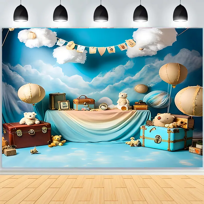 

Hot Air Balloons Birthday Party Photography Backdrops Props Newborn Baby Portrait Children Photo Studio Background Props SDS-02