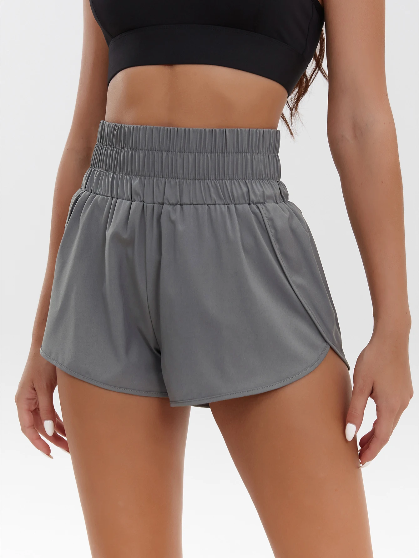 2025 Neue Europäische und Amerikanische Damen-Shorts mit Hoher Taille, Elastisch, Locker, Schnelltrocknend, Sport-Freizeitshorts, Atmungsaktive Hosen – Detail 2