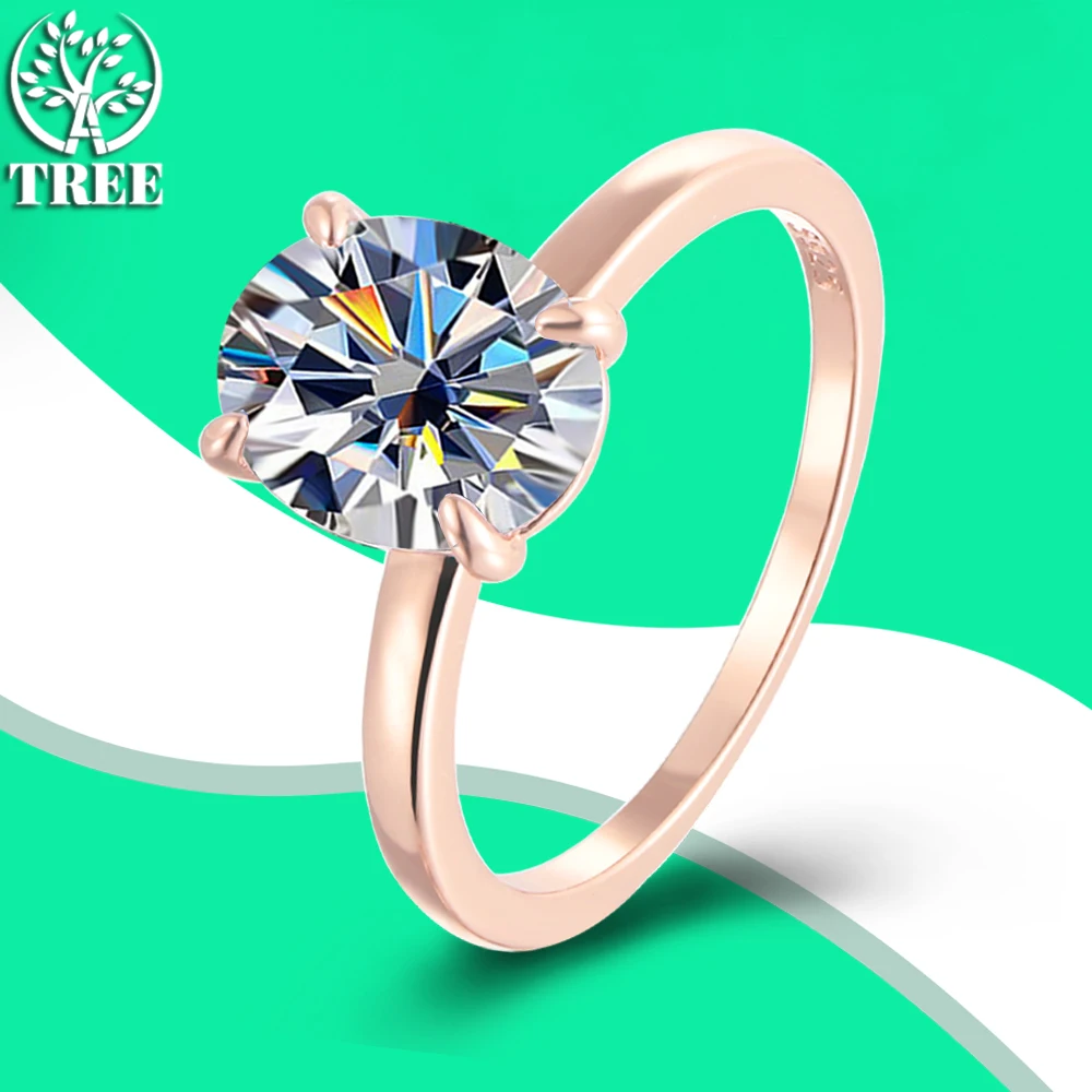 ALITREE 3 Carat Oval D Color Moissanite Rings Diamond s925 Sterling Sliver Rose Gold Cocktail Ring Wedding Bands Jewelry Gifts