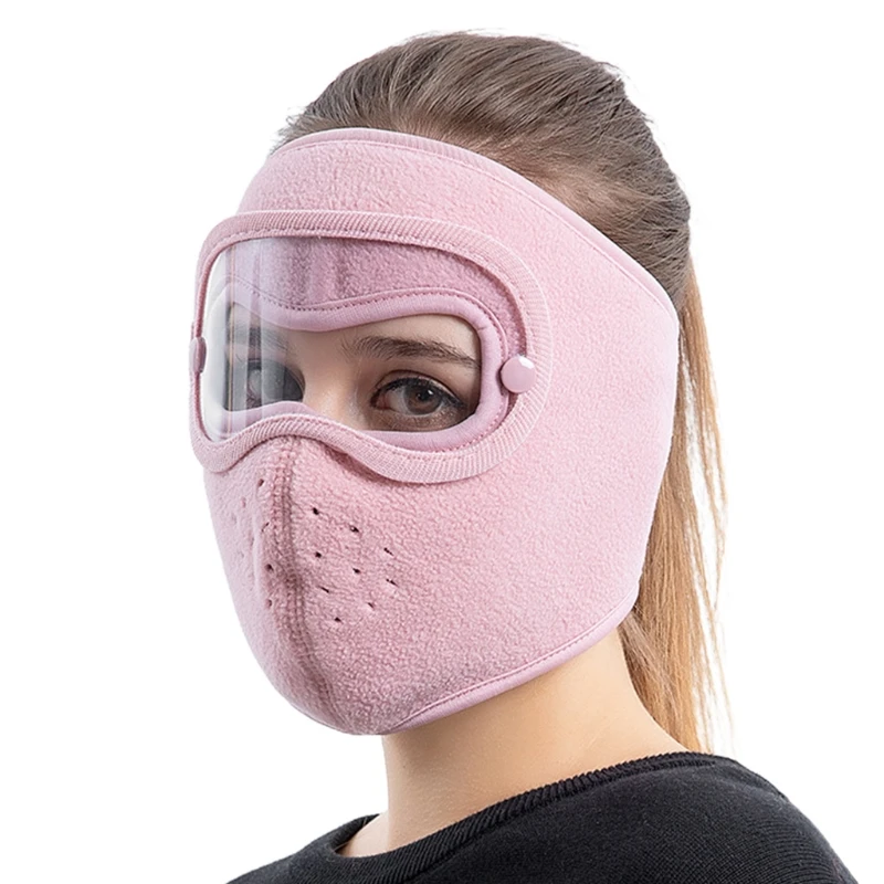 Unisex Winter Cycling Windproof Full Face Mask with Detachable Clear Eye Shield Goggles Anti-Fog Fleece Dropshipping