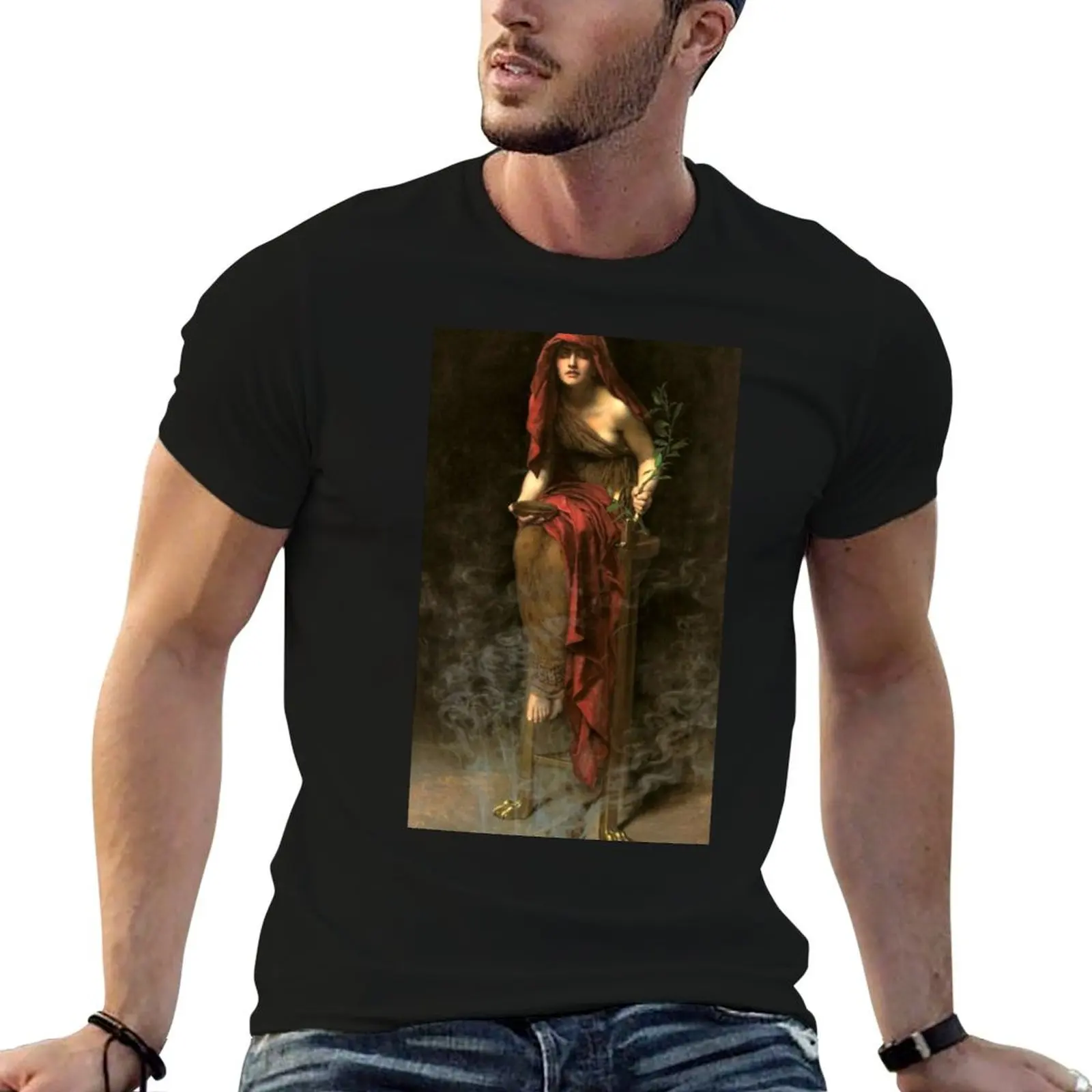 The Priestess of Delphi - John Collier T-Shirt Minimalist Plain Crew Neck T-Shirt