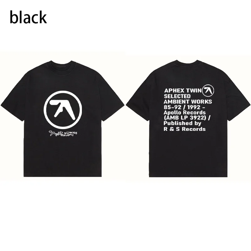 

Мужская футболка Aphex с черным принтом, хлопковые графические большие корейские модные топы с короткими рукавами, футболки Y2k, уличная одежда