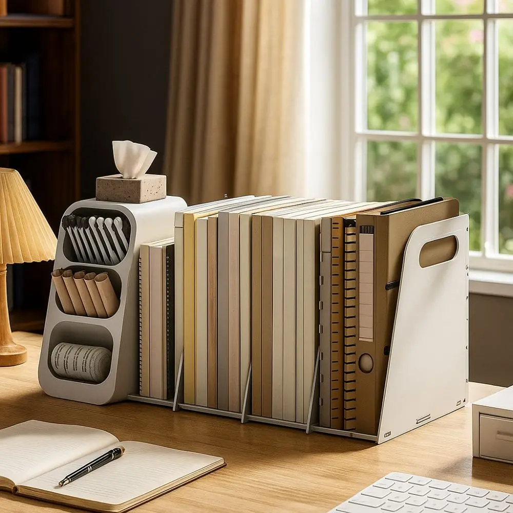 Foldable Student Book Shelf Multi Compartments Large Capacity Desktop Storage Box Multifunctional Save Space