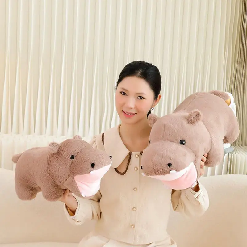 Hippo Plush Simulation Stuffed Animal Plush Toy Hugging Pillow Hippo Sofa Cushion Plush Doll Toy Cute Stuffed Ornaments Pillows