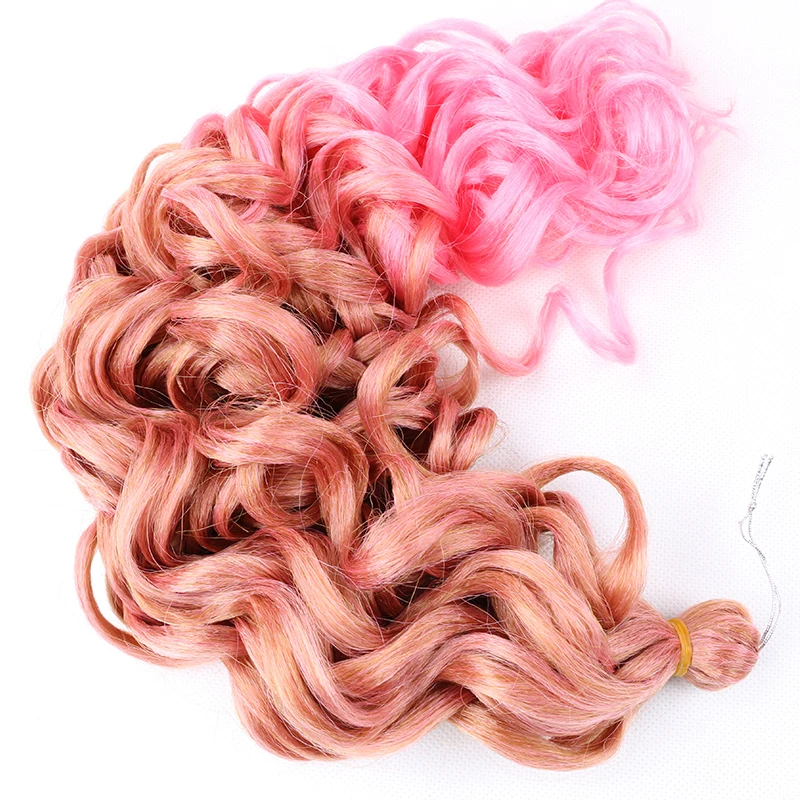 Full Star Synthetic Afro Curls Crochet Braids Ombre Braiding Hair Extensions Hawaii Curls Ocean Wave Deep Curly Pink 613 Brown