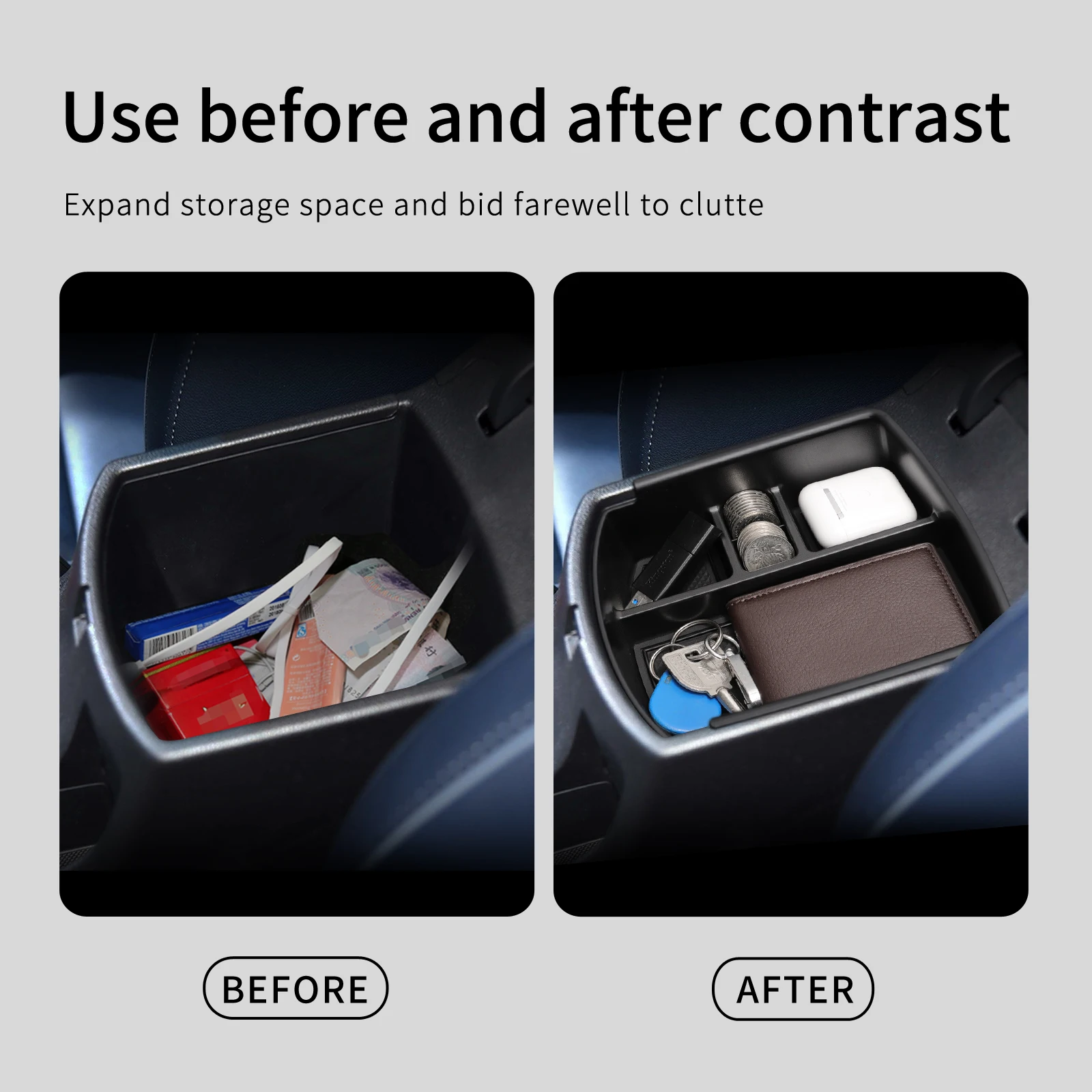 for Hyundai I30 I30 N 2021-2025 Car Armrest Storage Box Organizer Case Car Accessories Center Console Storage Tray Right Rudder