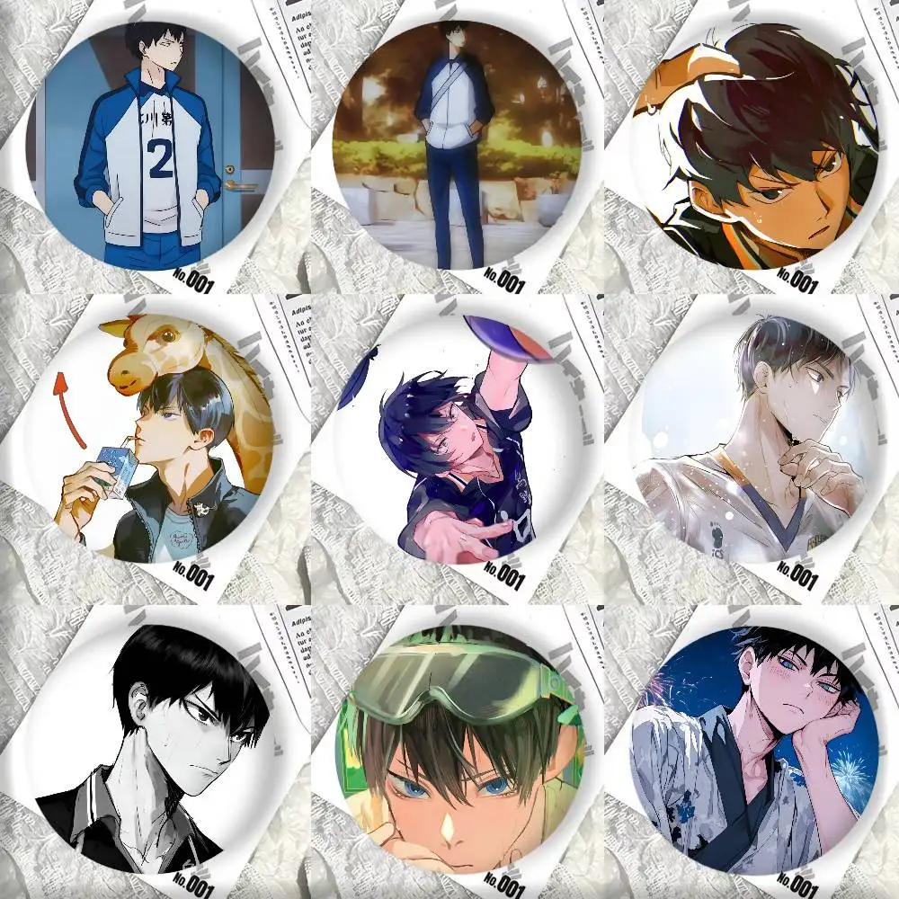 Anime H-Haikyu Tobio Kageyama Manga Round badge lapel pin backpack clothing jewelry accessories gift brooch