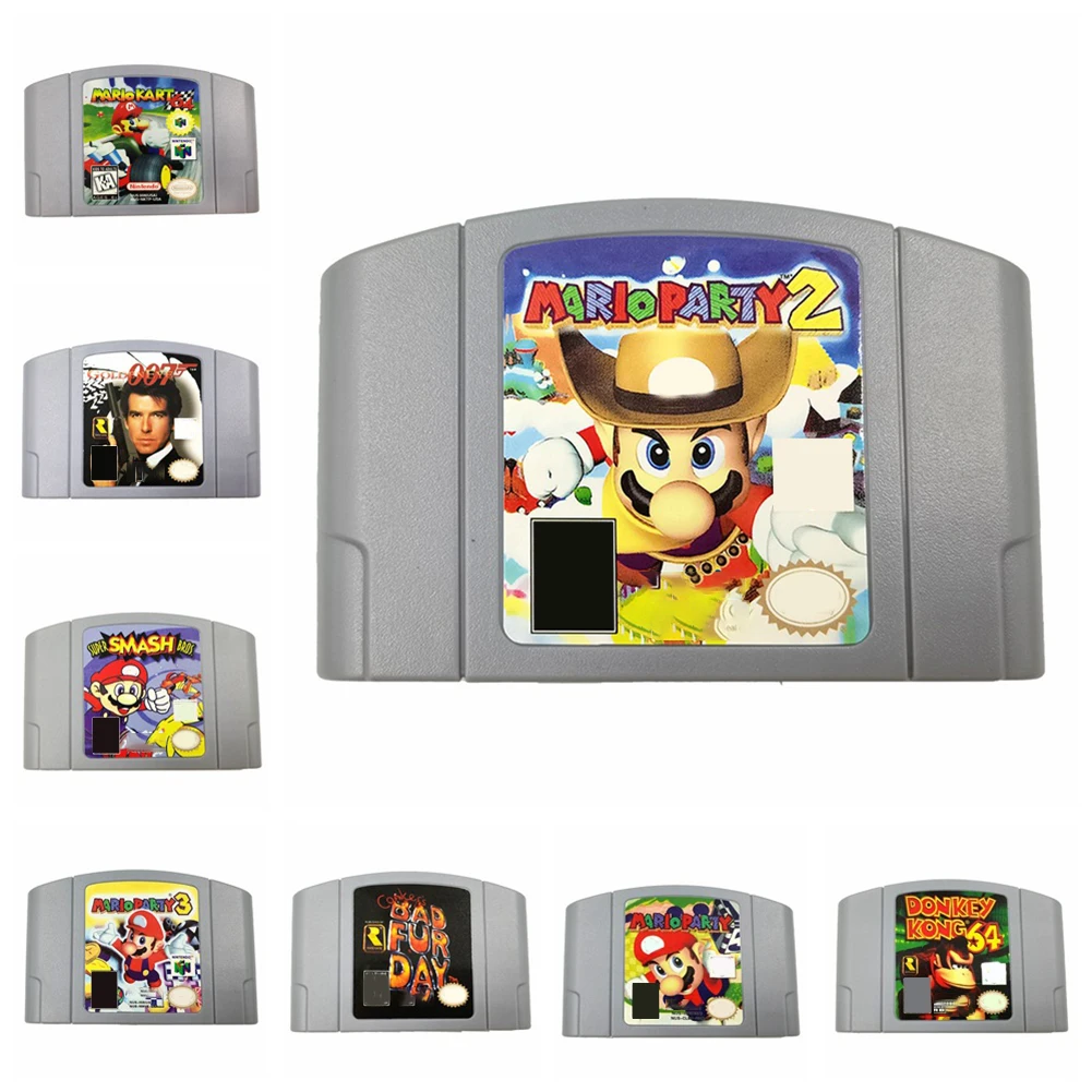 

64 Bit Video Game Console US Version Toys Game Collection Cartridge N64 Series Kart Party Super Smash Bros Bad Fur Day