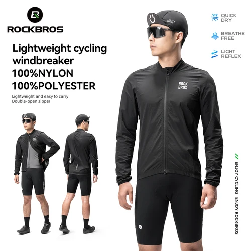 Chaqueta de ciclismo ROCKBROS, ropa ligera a prueba de viento, cortavientos de manga larga para bicicleta, chaqueta reflectante transpirable, talla europea