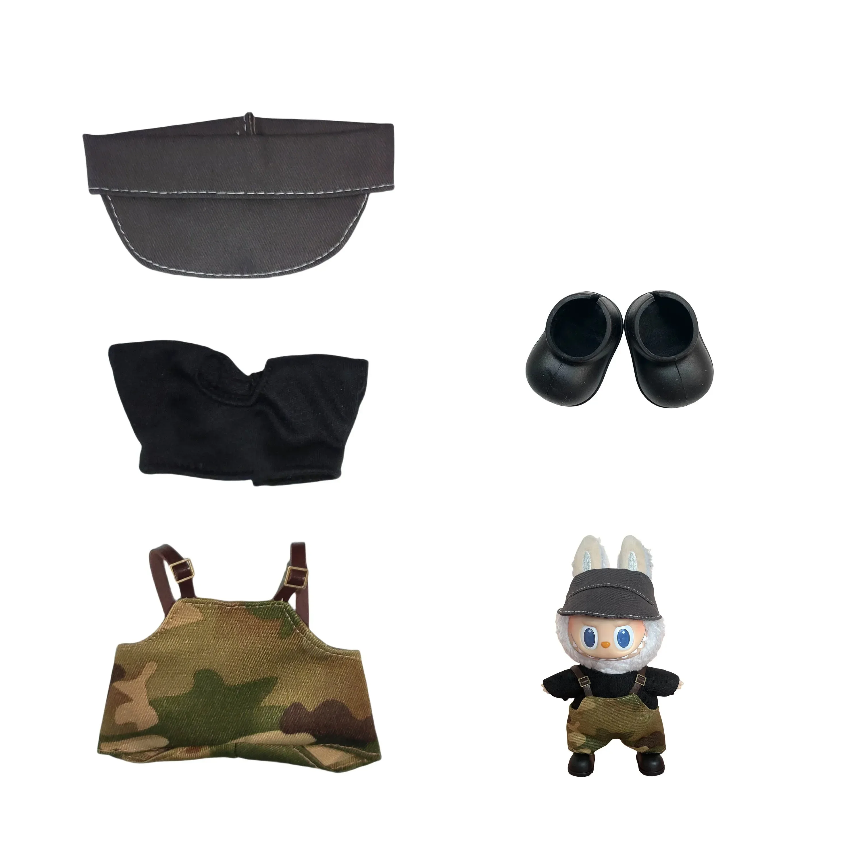 

17cm Labubu V1-V2 Adorable Outfit Set Stylish Sportswear & Leisure Clothes with Accessories | Plush Doll Fashion for Daily Decor