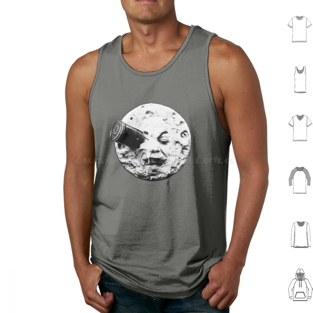 Melies Moon Tank Tops Print Cotton Melies Méliès Moon Triptothemoon Cinema 1902 Oldmovie Cinephile History Fusée Spaceship