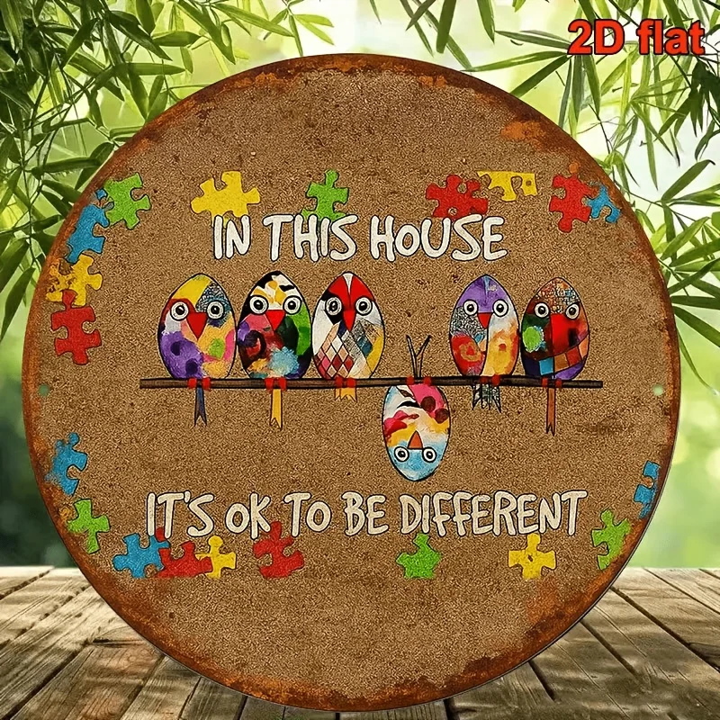 2D Flat, 2D Flat Faux Wood Hanging Ornament, Round Wooden Sign with 