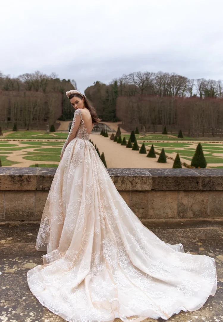 Vestido De Novia Manga Larga Elegante Encaje Abito da ballo Abito da sposa Robe Mariee 2024 Luxe Vintage Para Boda Por La Iglesia