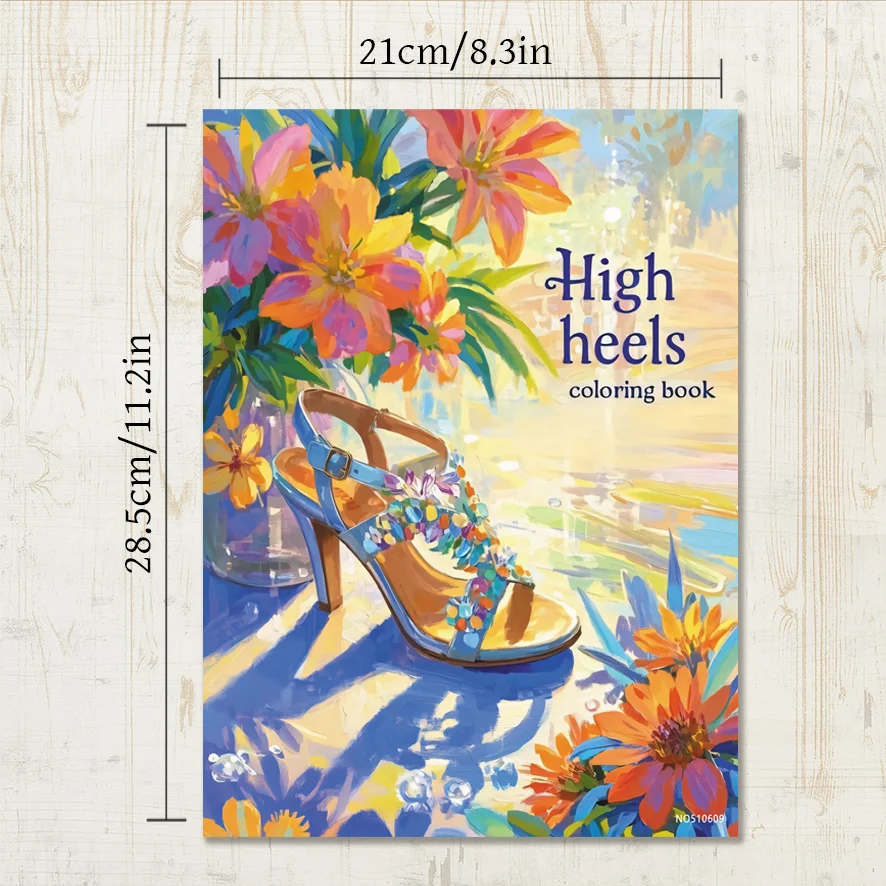 High Heels and Flowers Adult Coloring Book - 8.3x11.2 inches Stress relief coloring book 22 pages of art therapy illustrations