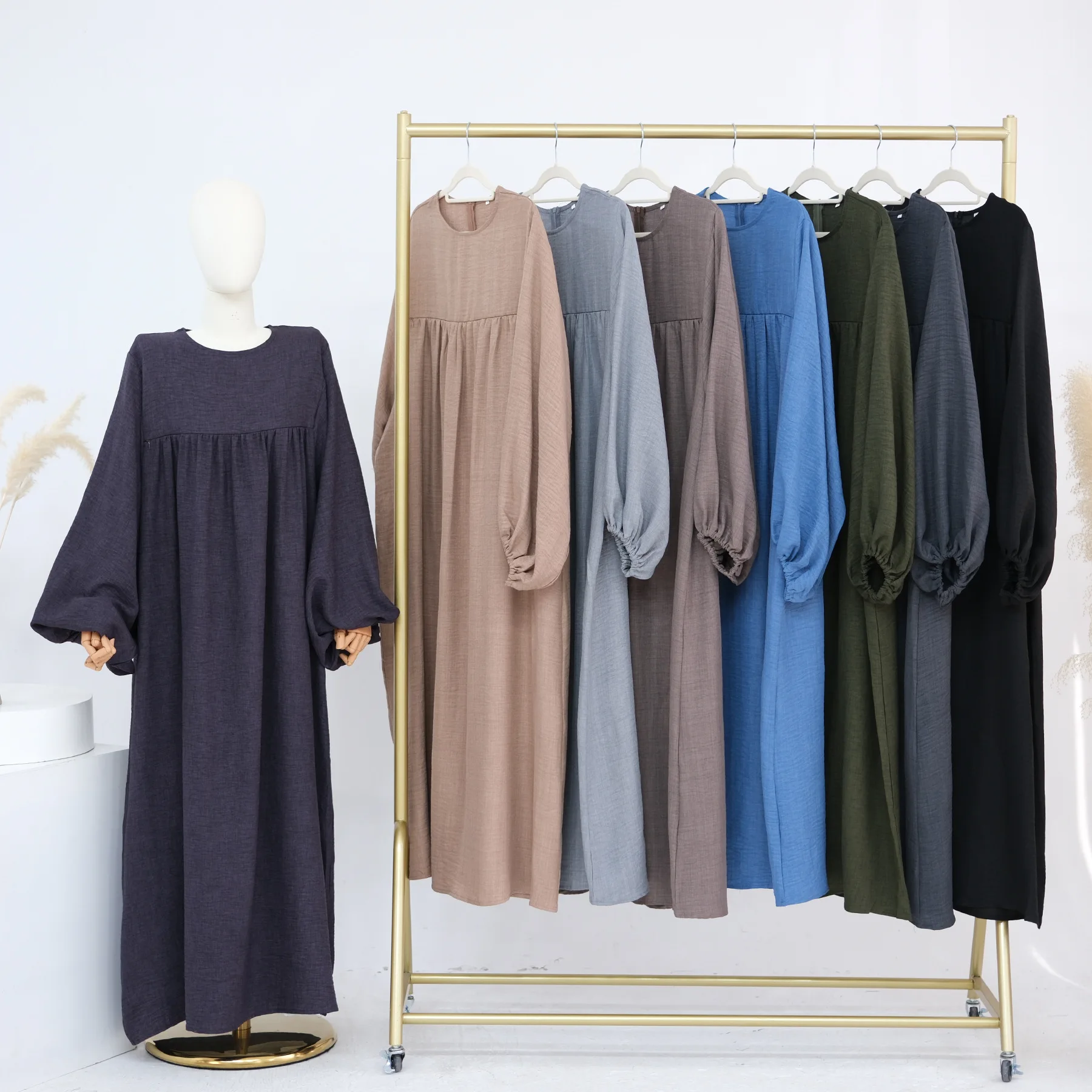 Muslim Women Maxi Dress Front Zipper Turkey Dubai Breastfeeding Dresses Arabic Robe Casual Islam Clothing Musulmane Abaya Kaftan