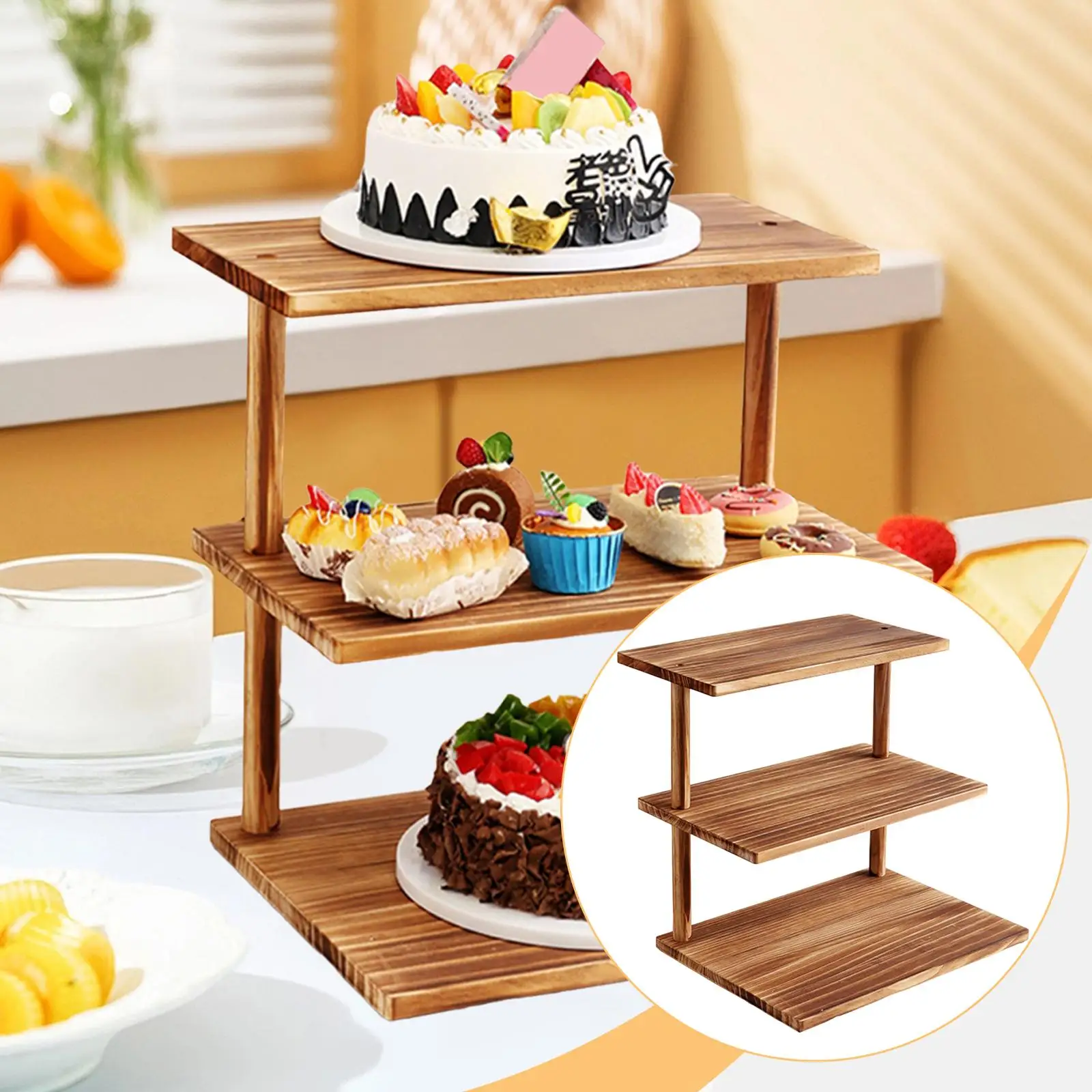 Sturdy 3 Tier Cupcake Stand Wood Material Elegant Pastry Dessert Holder for Wedding Kitchen Parties Display view 6