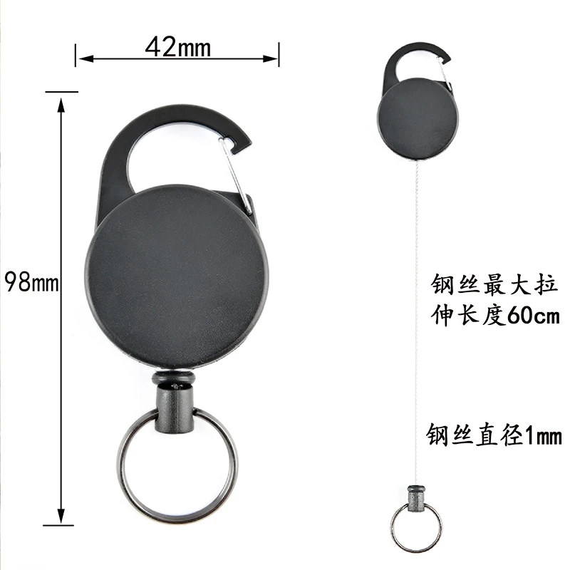 High Strength Steel Wire Pull Keyring Tag Card Holder Retractable Reel Zinc Alloy ABS Plastic ID Badge Holders Stationery