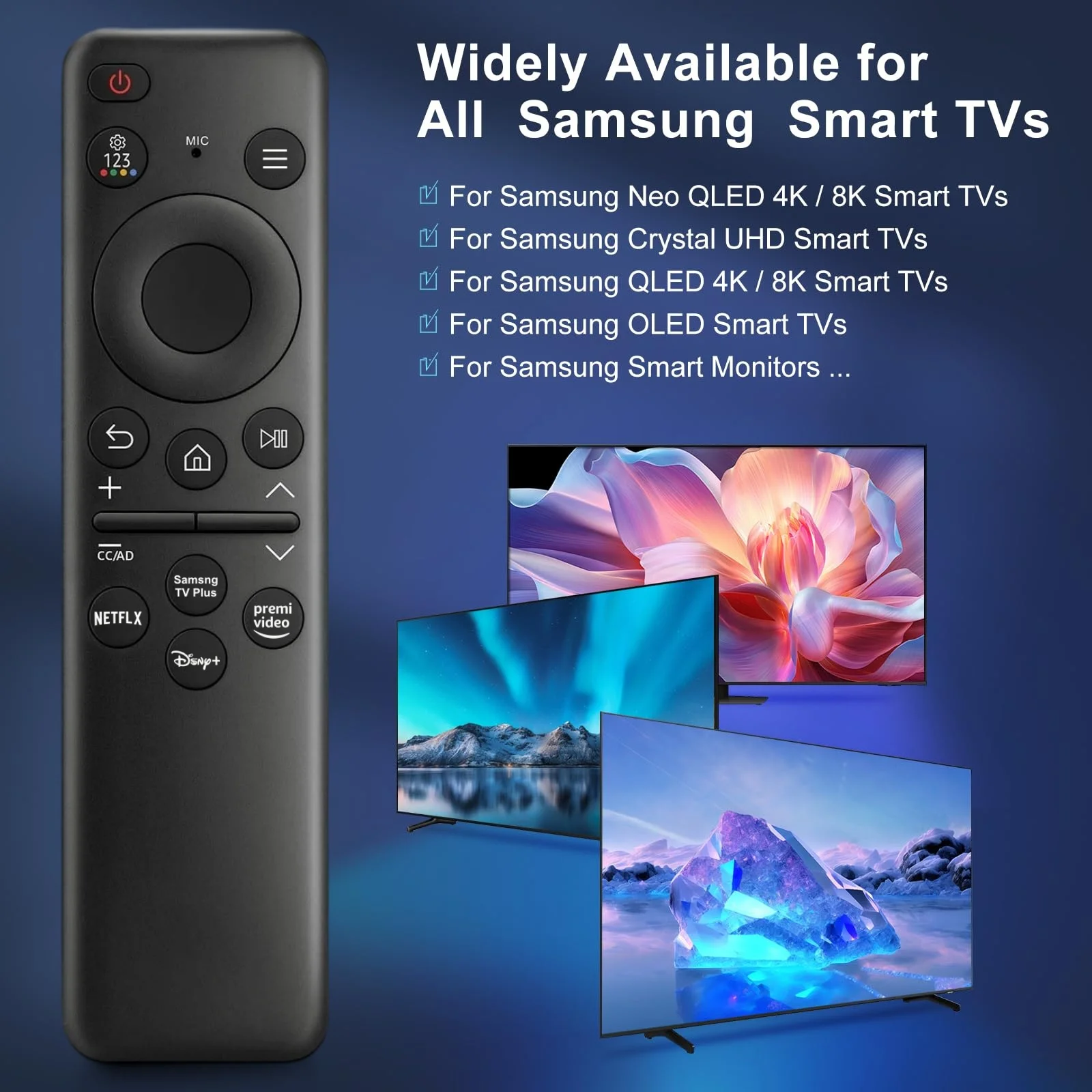 BN59-01432A Replacement for Samsung Smart TV Remote Control Universal Compatible with Samsung Frame Curved QLED Crystal UHD TVs