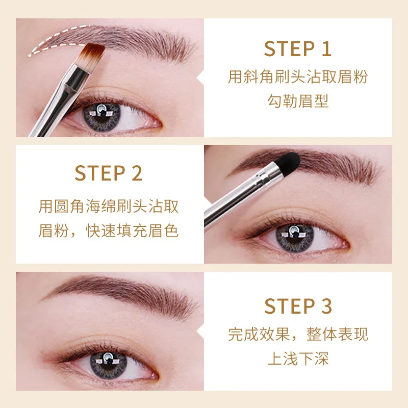 2 Color Eyebrow Powder Palette with Brush Set Three-dimensional Eyebrow Long-lasting Natural Waterproof Sweat-proof Cosmetic