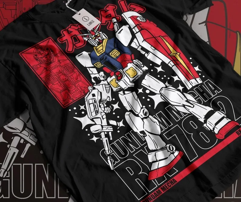 Japanese Anime Mobile Suit RX-78-2 Gundam Printed T-shirt Men's and Women's T-shirt Men's Top Sports T-shirt 2026 Summer New Tee