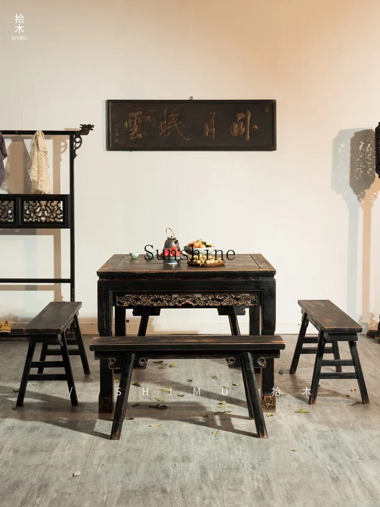 Baxian table solid wood Chinese imitation old object square table  FT