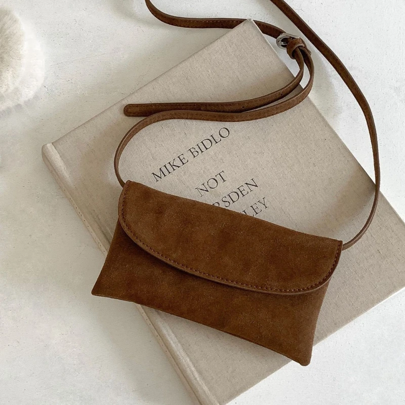 

Faux Suede Waist Pack Mini Crossbody Bag Magnetic Closure Small Shoulder Bag for Women Fashion Mobile Phone Purse