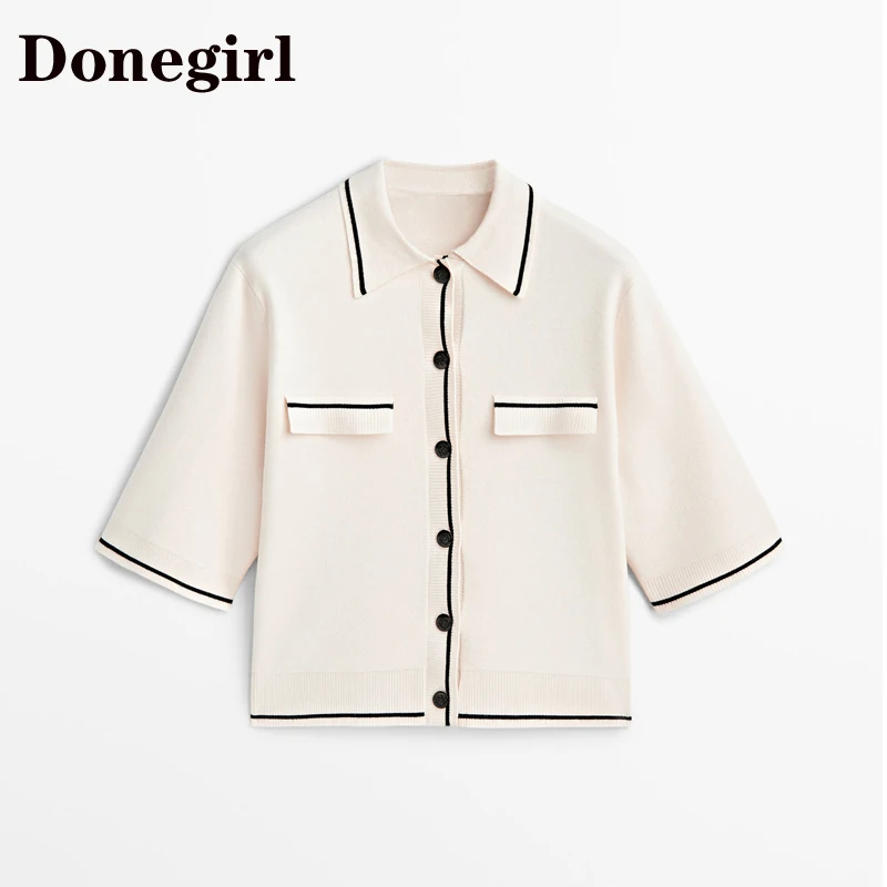 

Donegirl 2023 High Quality Autumn Women Cardigan Fashion Button Knitted Sweater Cardigans Casual Short Sleeve Coat Tops Female