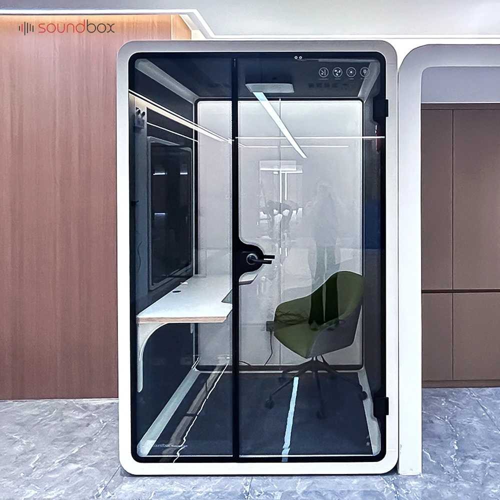 Soundbox Acoustical Soundproof Office Phone Booth Privacy Office Cabin Room Coworking Discussion Space Meeting Pod