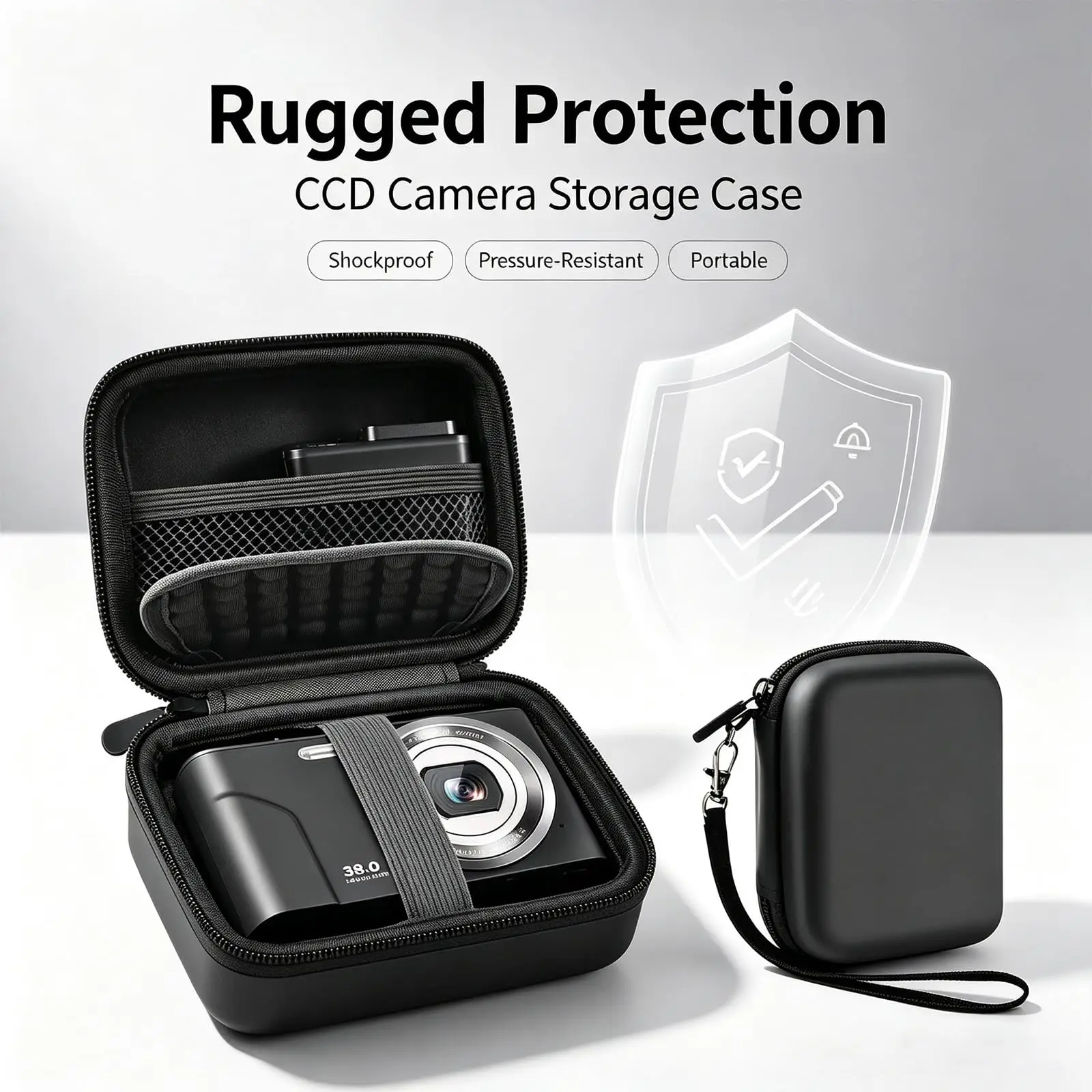 CCD Digital Camera Case for Sony/for Canon,Mesh Pocket, Wrist Strap, Compact for Travel School and Daily Storage,Case only