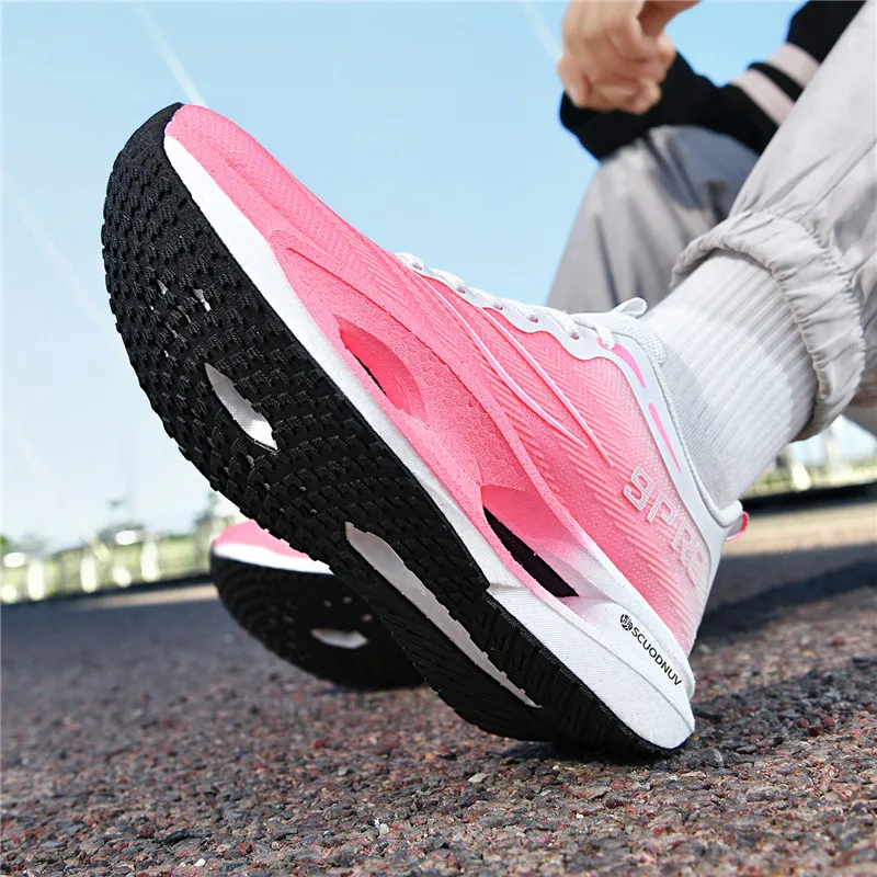 Herren-Freizeitsportschuhe, Paar-Modell 9Pro, Herren-Laufschuhe für Wettkämpfe, trendige Sportschuhe mit Farbverlauf und Mesh-Obermaterial, atmungsaktive, leichte und strapazierfähige Laufschuhe mit dicker Sohle und hoher Elastizität, die Stöße absorbieren, ideal für Outdoor-Fitness-Training. – Detail 28