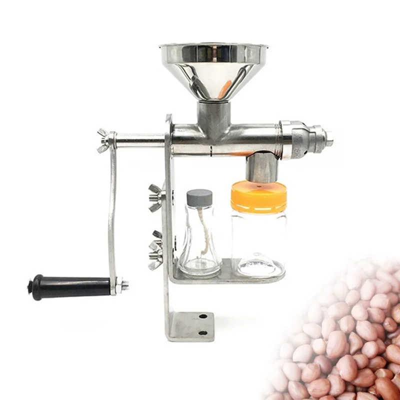 Household Manual Small Oil Press Stainless Steel Oil Extractor Peanut Rapeseed Soybean Oil Presser Heat Squeeze