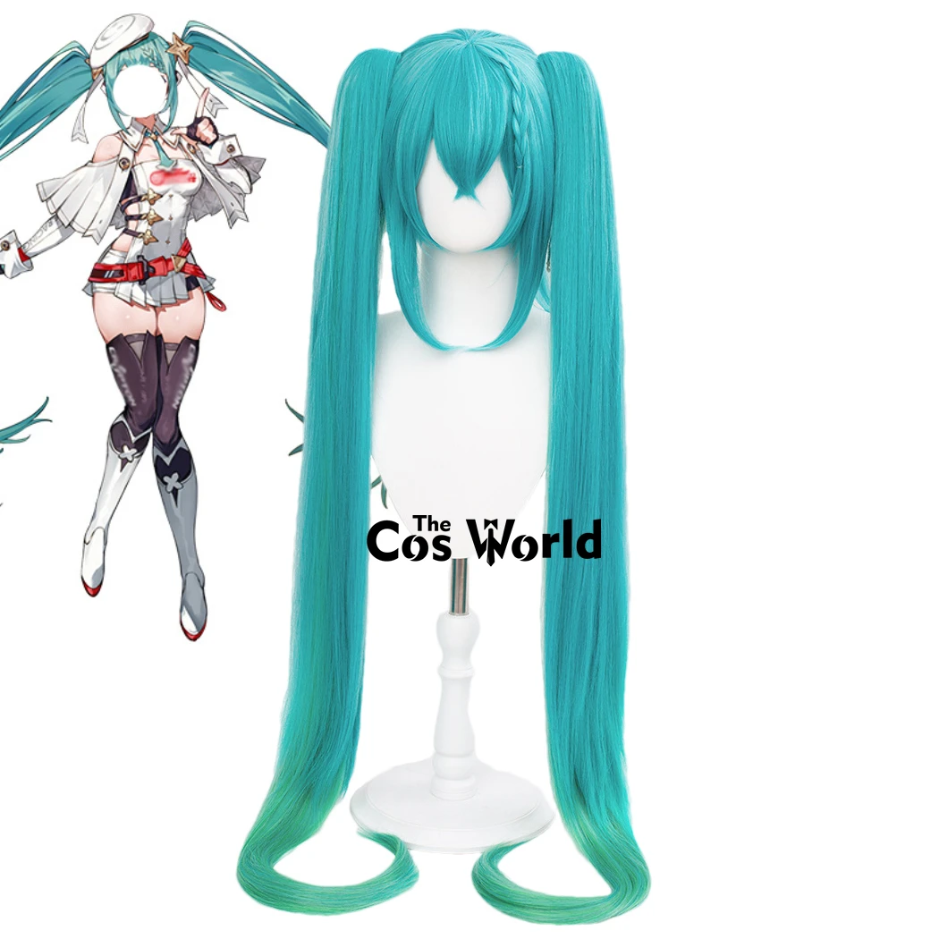 VOCALOID 2023 Racing Miku 120cm Long Straight Anime Cosplay Wigs Fiber Heat Resistant Synthetic Hair + Wig Cap