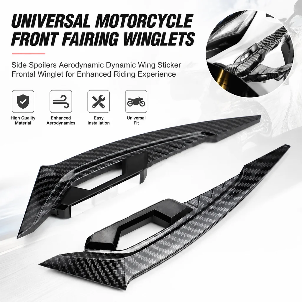 Universal Motorcycle Front Fairing Winglets Side Spoilers Aerodynamic Dynamic Wing Sticker Frontal Winglet