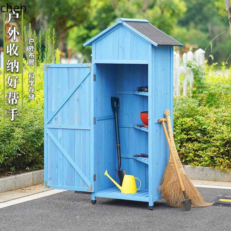 ZML outdoor locker solid wood sunscreen waterproof storage cabinet garden courtyard tool room sunscreen storage room