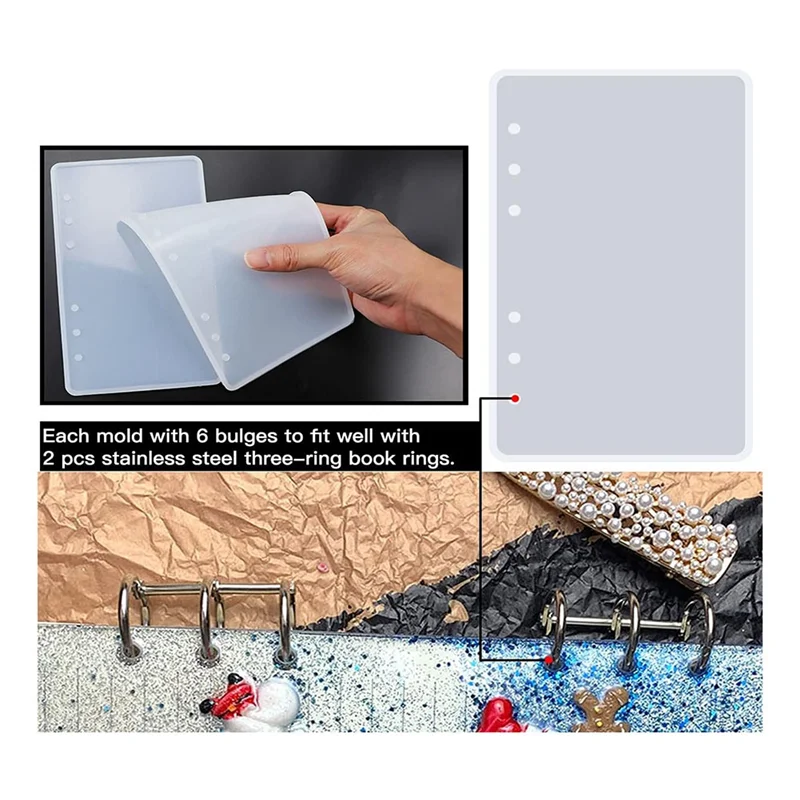 ХОРОШАЯ большая обложка для ноутбука, силиконовые формы из эпоксидной смолы A4, A5, A6, A7, закладка, набор колец для переплета, инструмент для самостоятельного литья