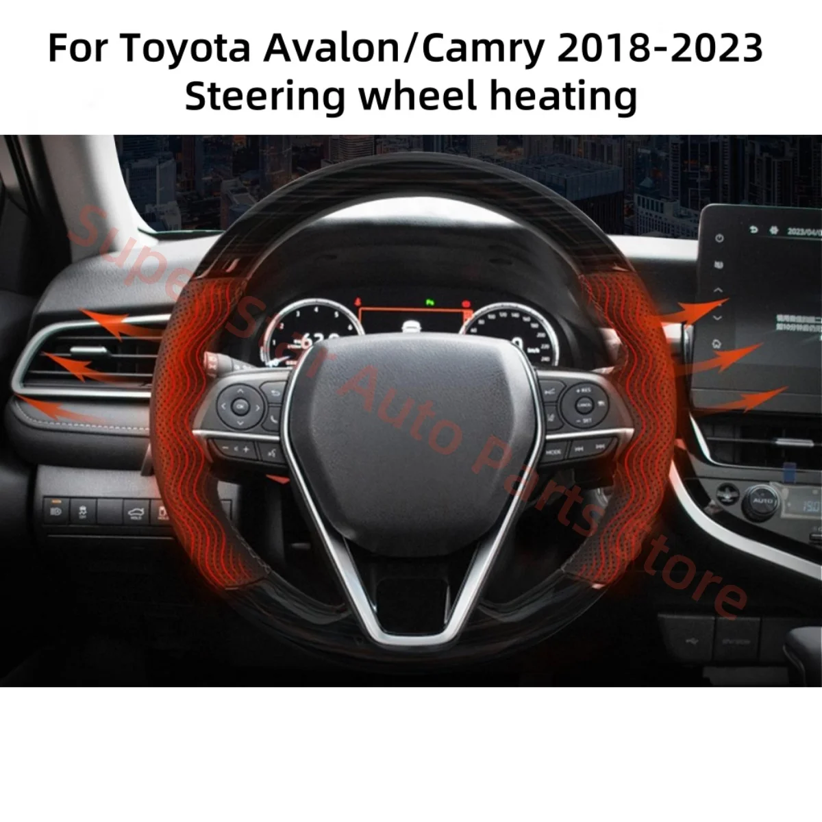 

Steering wheel heating parts For Toyota AVALON Camry 2018+ peach wood pattern carbon fiber pattern Nappa leather Car accessories