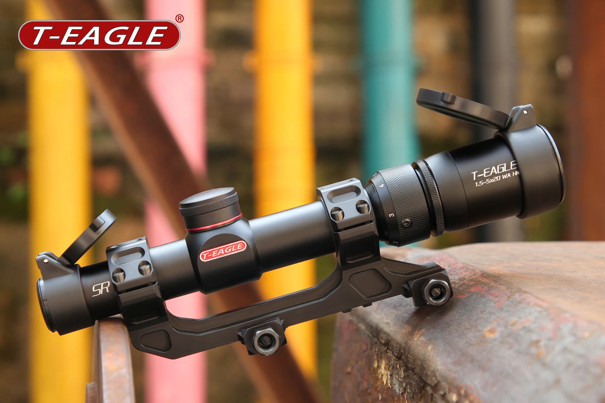T-EAGLE SR 1.5-5X20 HK البصر البصري Riflescope مسدس هوائي مضغوط بنادق Airsoft للصيد نطاق بندقية الرماية مع يتصاعد