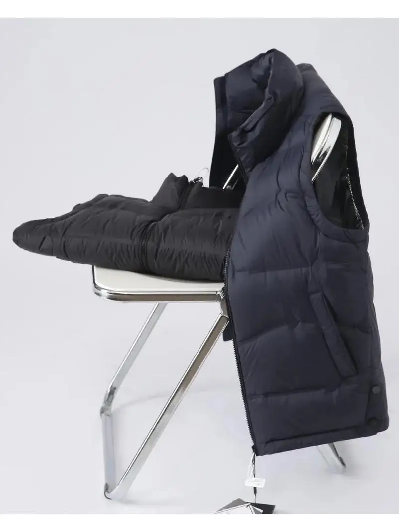 

Мужской утепленный пуховый жилет High Puffin 90 White Du Down Outdoor Aphene Thiened Warm Stand Collar с воротником-стойкой, модный городской стиль, на молнии