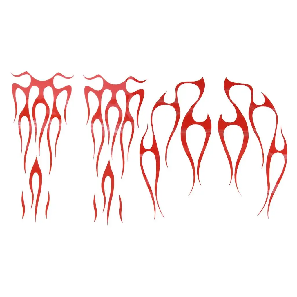 Motorcycle Flame Stickers Red PVC Gas Tank Decals Fender Stickers Easy Install Ornaments for Custom Motorcycles