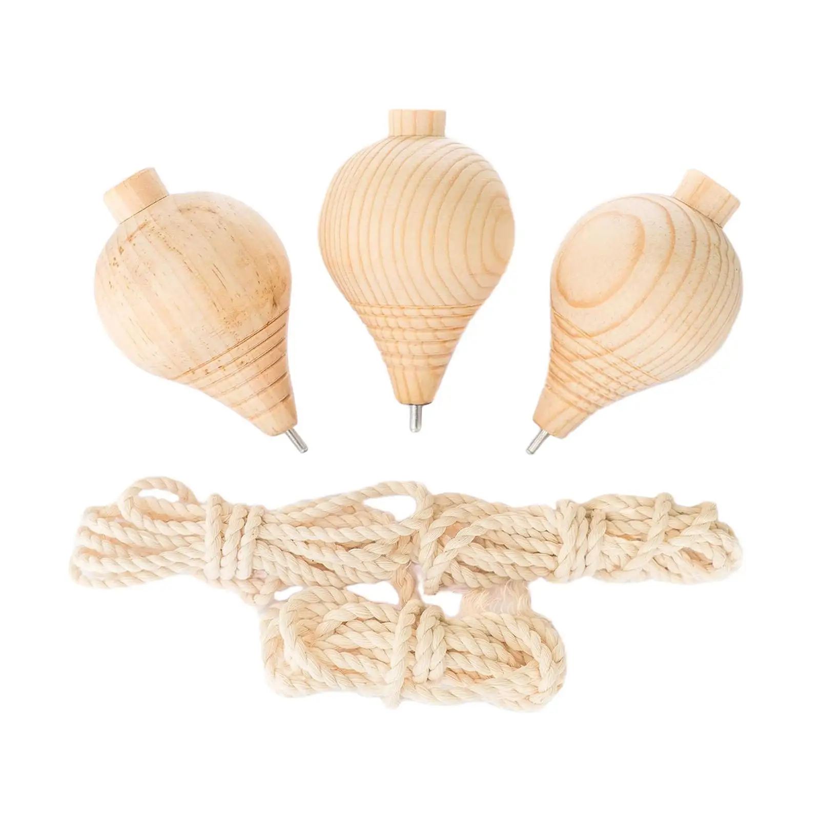 3 Pieces Trompos DIY Educational Toys Handmade Gyro Toy Unpainted Wood Tops for Adults Intermediates Kids Beginners Toddlers