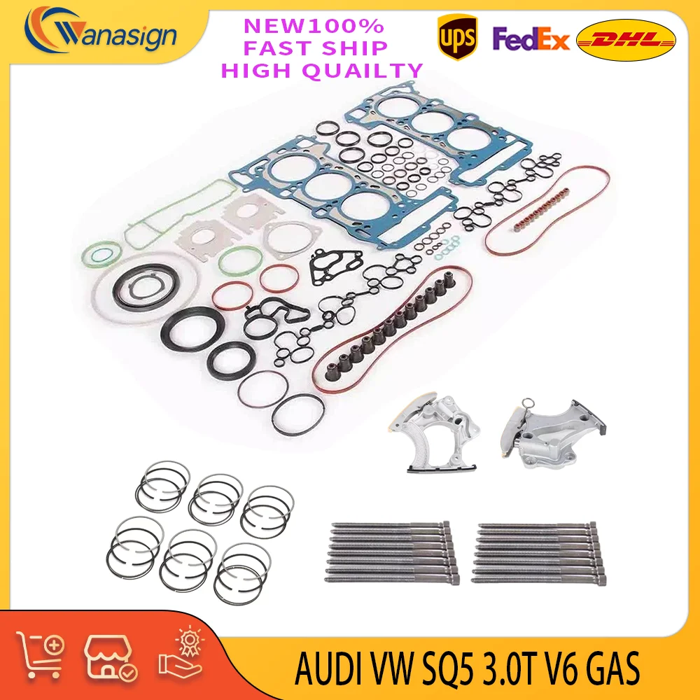 

Для Audi VW SQ5 Touareg 3.0T 06M103148H: Комплект деталей двигателя (полный комплект прокладок, болтов, поршневых колец) для 3.0 л V6 бензиновых двигателей