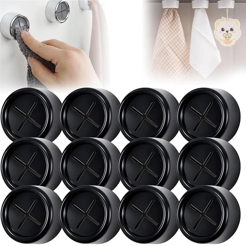 AT44-12Pcs 프리미엄 크롬 마감의 수건 걸이 주방, 욕실, 캐비닛용 원형 접착식 푸시 수건 걸이