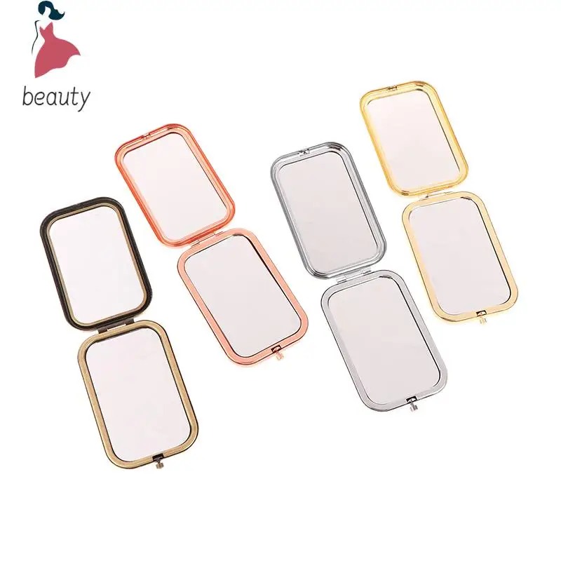 1Pc Crystal Makeup Mirror Portable Rectangle Folding Compact Mirrors Gold Silver Pocket Mirror Making Up For Personalized Gift