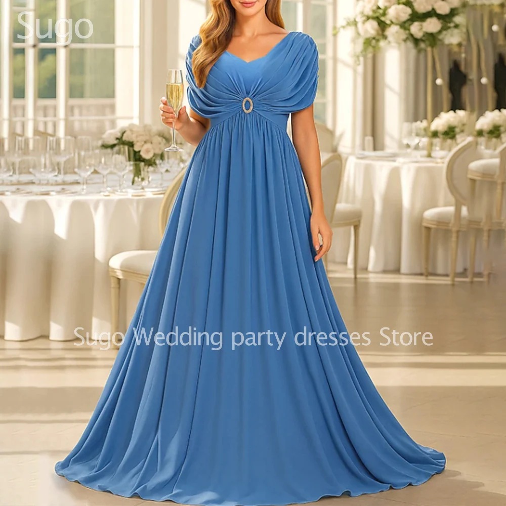 

Customized Elegant Long Mother of the Bride Dresses V-Neck Floor-Length A-Line Evening Gala Wedding Guest Groom Dress 2026